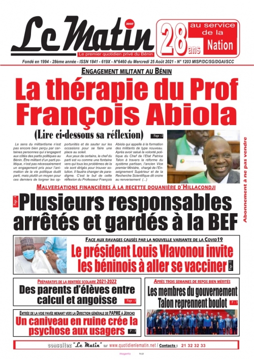 Engagement militant au Bénin, La thérapie du Prof  François Abiola