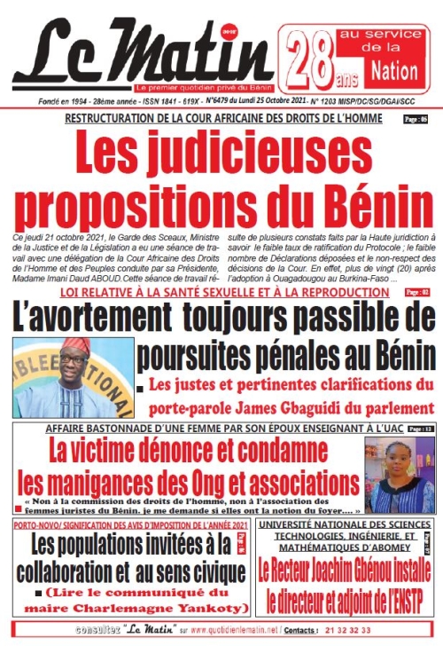 RESTRUCTURATION DE LA COUR AFRICAINE DES DROITS DE L’HOMME Les judicieuses propositions du Bénin