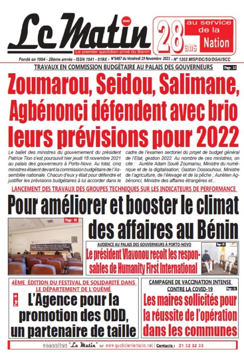 TRAVAUX EN COMMISSION BUDGÉTAIRE AU PALAIS DES GOUVERNEURS Zoumarou, Seidou, Salimane, Agbénonci défendent avec brio leurs prévisions pour 2022