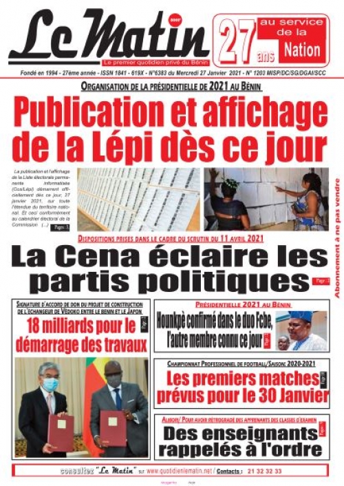Organisation de la présidentielle de 2021 au Bénin: Publication et affichage de la Lépi dès ce jour.
