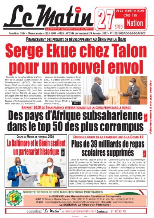 Financement des projets de développement au Bénin par la BOAD: Serge Ekue chez Talon pour un nouvel envol.