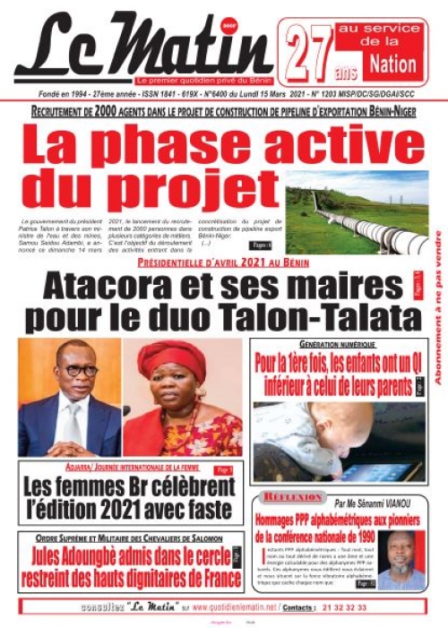 Recrutement de 2000 agents dans le projet de construction de pipeline d'exportation Bénin-Niger: La phase active du projet.