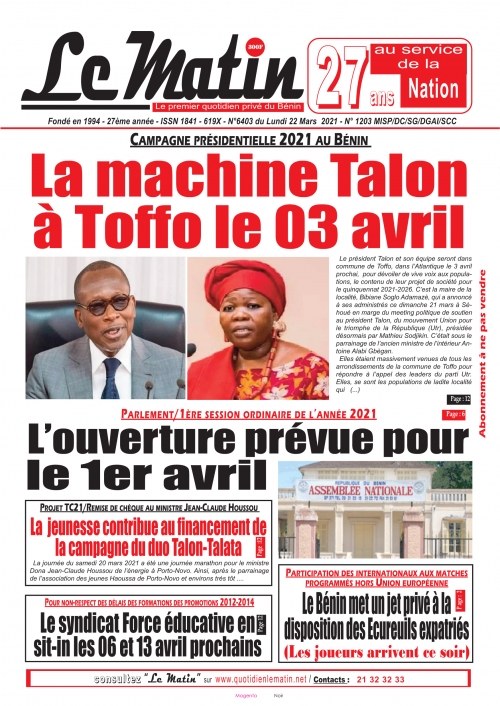 Campagne présidentielle 2021 au Bénin: La machine Talon à Toffo le 03 Avril