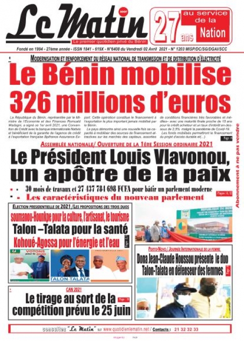 Modernisation et renforcement du réseau national de transmission et de distribution d'électricité: le Benin mobilise 326 millions d'Euros
