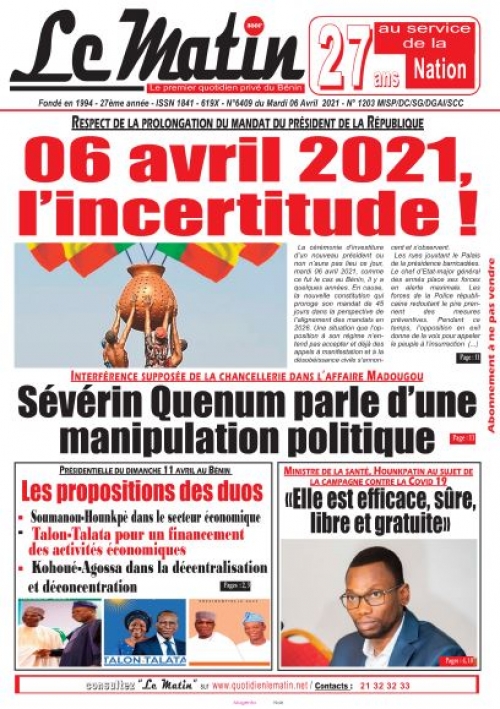 Respect de la prolongation du mandat du Président de la République: 06 Avril 2021, l'incertitude !