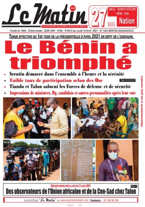 Tenue effective du 1er tour  de la présidentielle d'Avril 2021 en dépit de l'ouragan: Le Bénin a triomphé