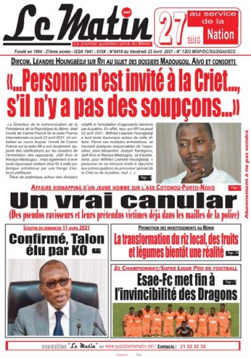 RFI/ Polémique au sujets des dossiers Madougou, Aïvo et consorts: Les pertinentes clarifications du Directeur Wilfried L. HOUNGBEDJI