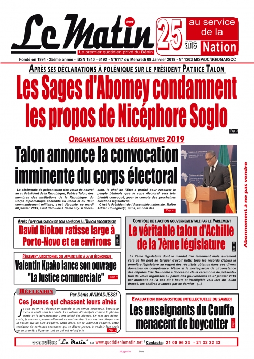 Les Sages d'Abomey condamnent les propos de Nicéphore Soglo