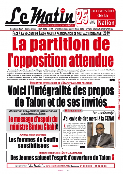 La partition de l’opposition attendue