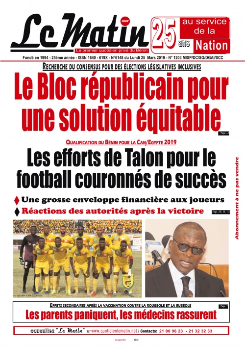 Les efforts de Patrice Talon couronnés de succès