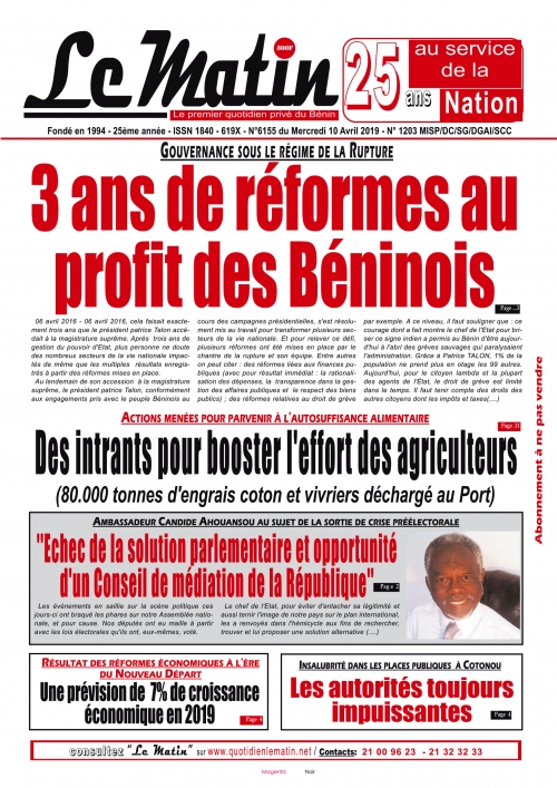 3 ans de réformes au profit des Béninois 