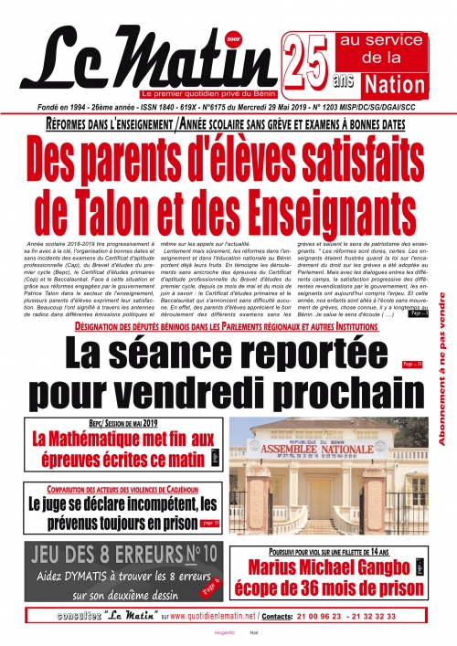 Des parents d’élèves satisfaits de Talon et des enseignants