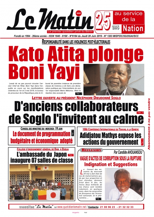 Kato Atita plonge Boni Yayi