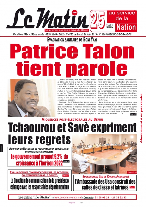 Patrice Talon tient parole