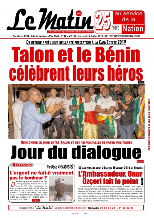 Talon  et le Bénin célèbrent leurs héros