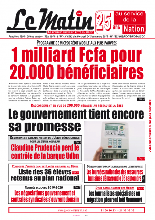 un nmilliard FCFA pour 20.000 bénécifiares