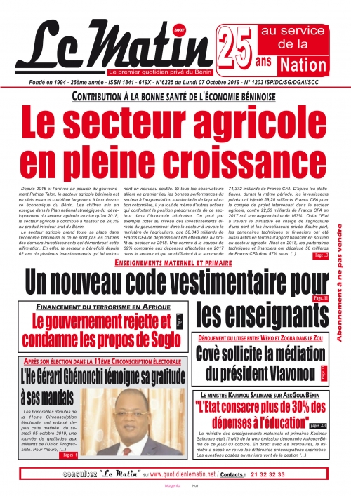 Le secteur agricole en pleine croissance