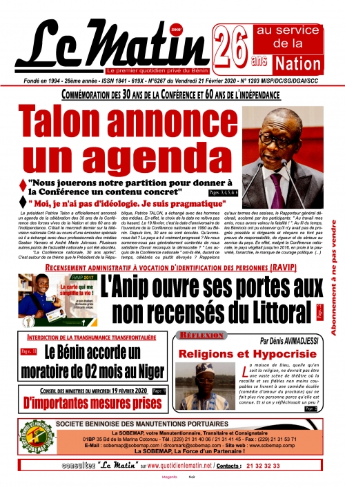 Talon annonce un agenda 