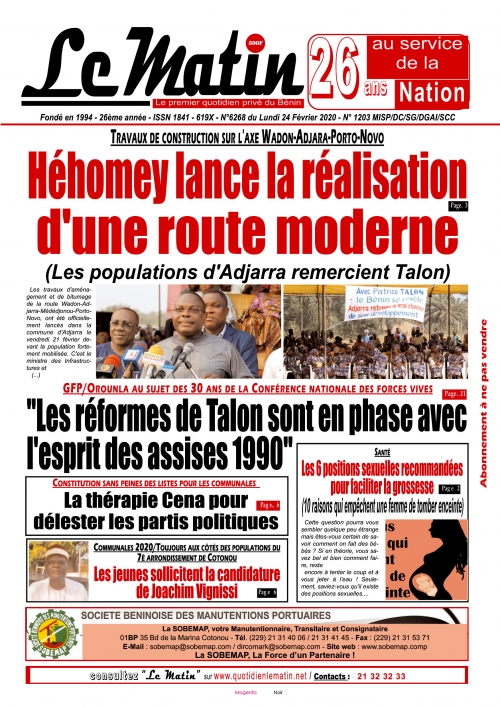 Héhomey lance la réalisation d’une route moderne 