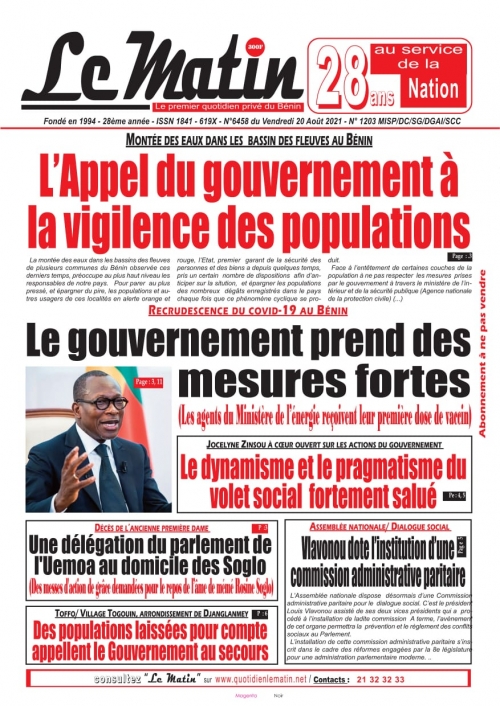 Montée des eaux dans les bassins dse Fleuves au Bénin, l'Appel du gouvernement à la vigilance des populations