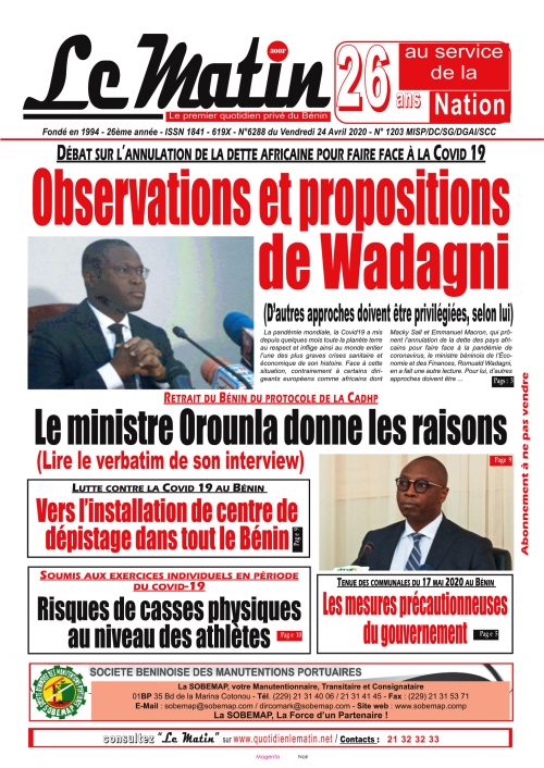 Observations et propositions de Wadagni