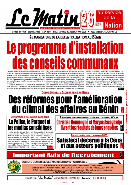 Le programme d'installation des conseils communaux