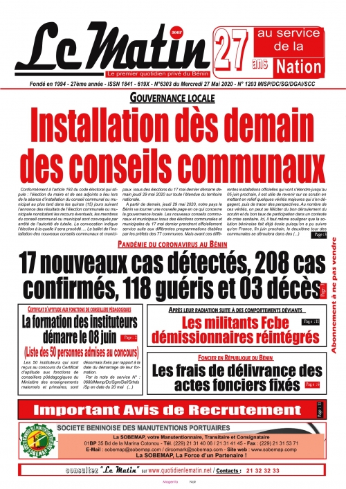 Installation dès demain des conseils communaux