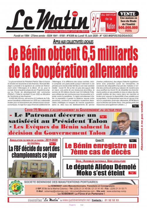 Le Bénin obtient 6, 5 milliards de la coopération allemande