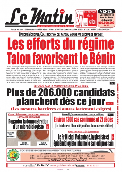 Les efforts du régime Talon favorisent le Bénin