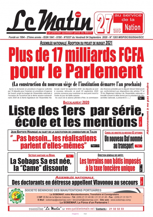 Plus de 17 milliards FCFA pour le parlement